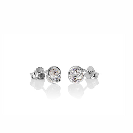 Sign Straumur Sterling Silver Ram Earrings with 6mm Cubic Zirconia