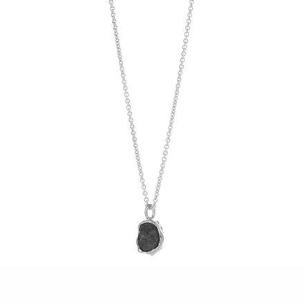 Sign Sterling Silver Piece of Iceland Lava Necklace