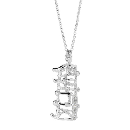 Sign Sterling Silver Fire and Ice Big Seven Necklace