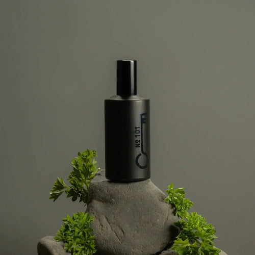 fischersund black perfume on the gray background