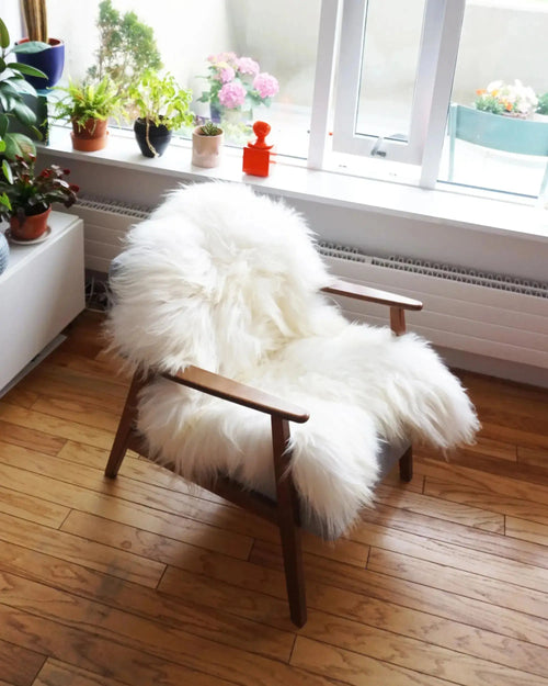 sheep skin white on the chair