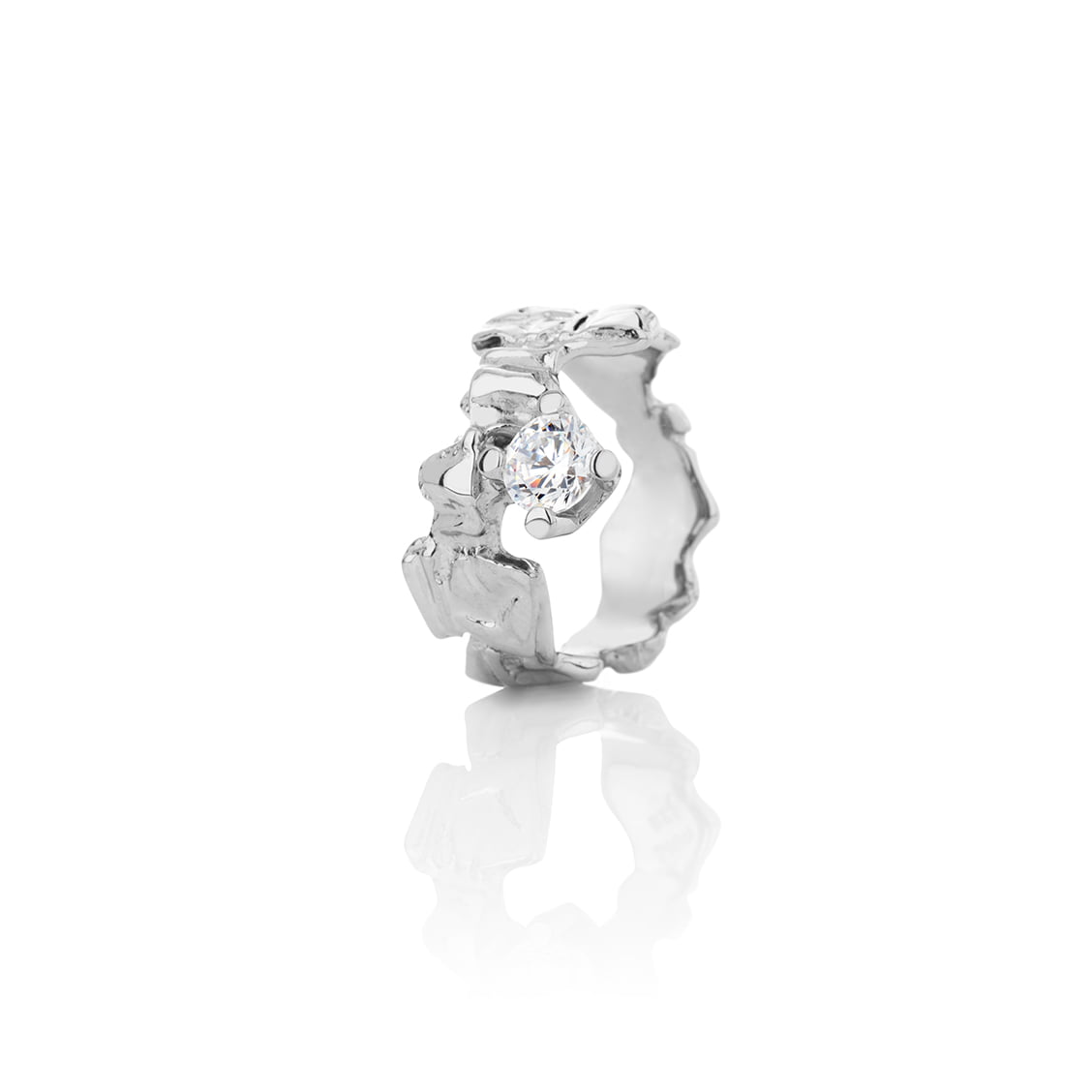 Sign Fire and Ice Drangajökull Sterling Silver 6mm Cubic Zirconia Ring