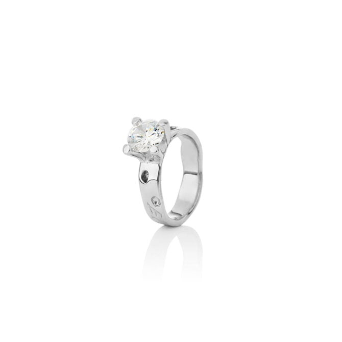 Sign Fire and Ice Sterling Silver 12mm Cubic Zirconia Ring