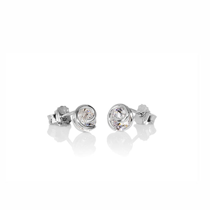 Sign Sterling Silver 6mm Cubic Zirconia Earrings