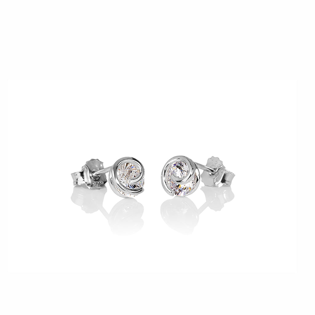 Sign Straumur Sterling Silver Ram Earrings with 6mm Cubic Zirconia