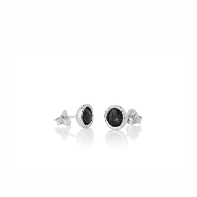 Sign Sterling Silver Rock 10mm Cubic Zirconia Earrings