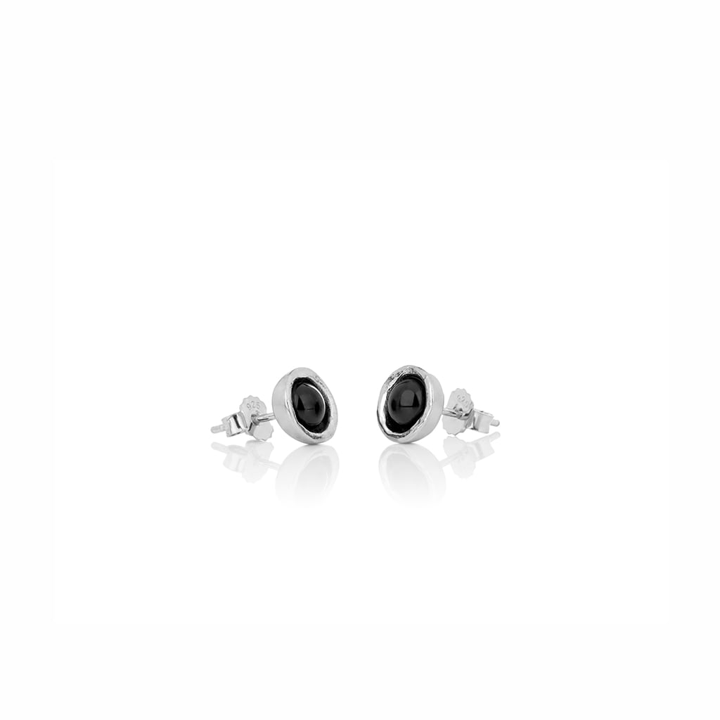 Sign Sterling Silver Lava Pearl Earrings