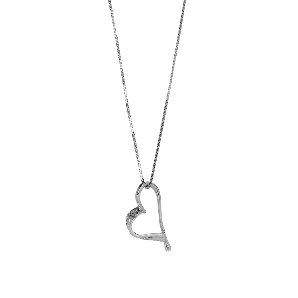 Sign Fire and Ice Small Sterling Silver Heart Necklace