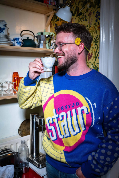 Umbúðir Staur peysa prjónuð