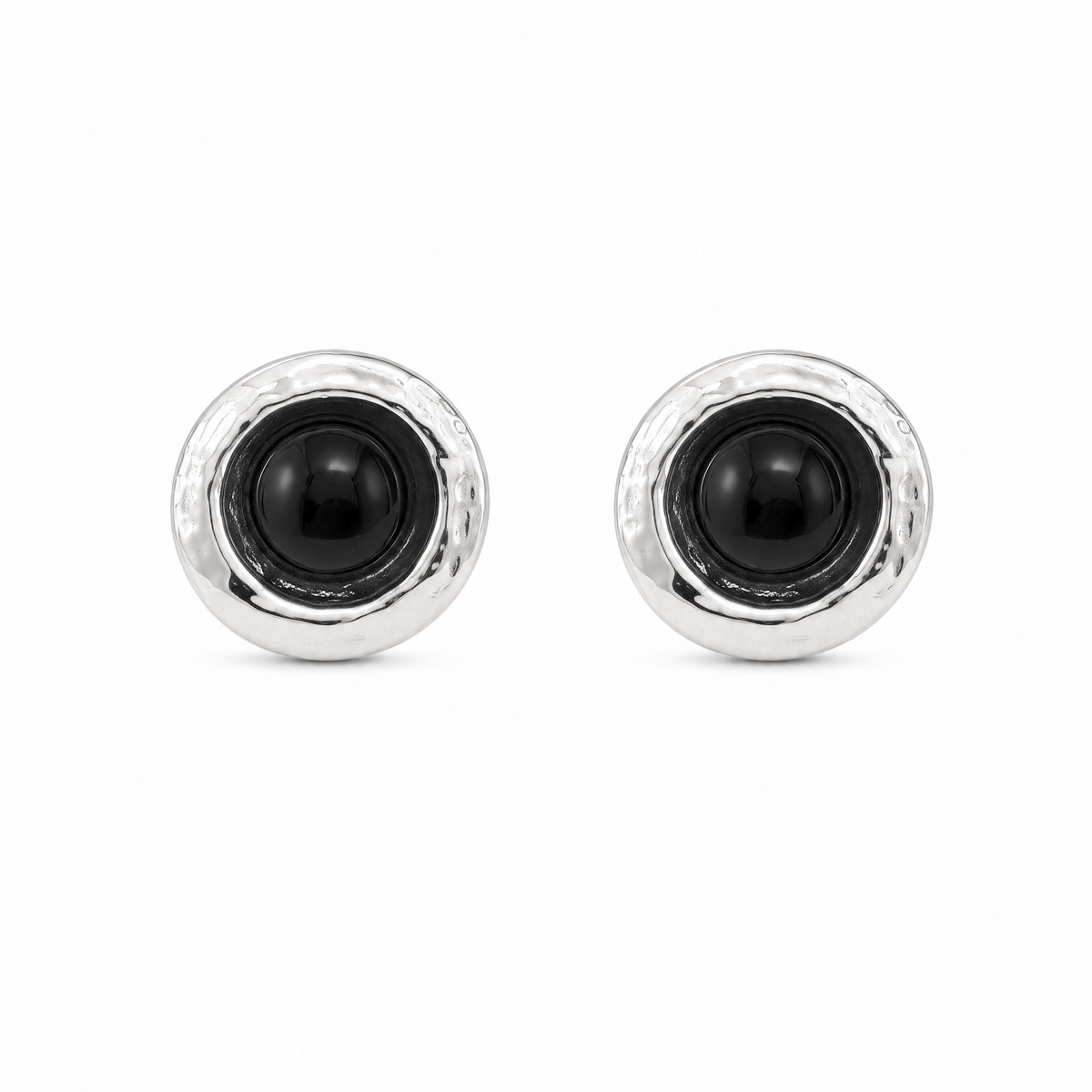 Sign Sterling Silver Black Zircon Earrings