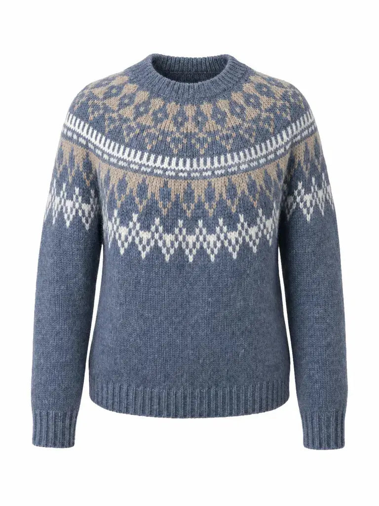 Varma Alpaca and Merino Soft Blue Wool Sweater Guðrún