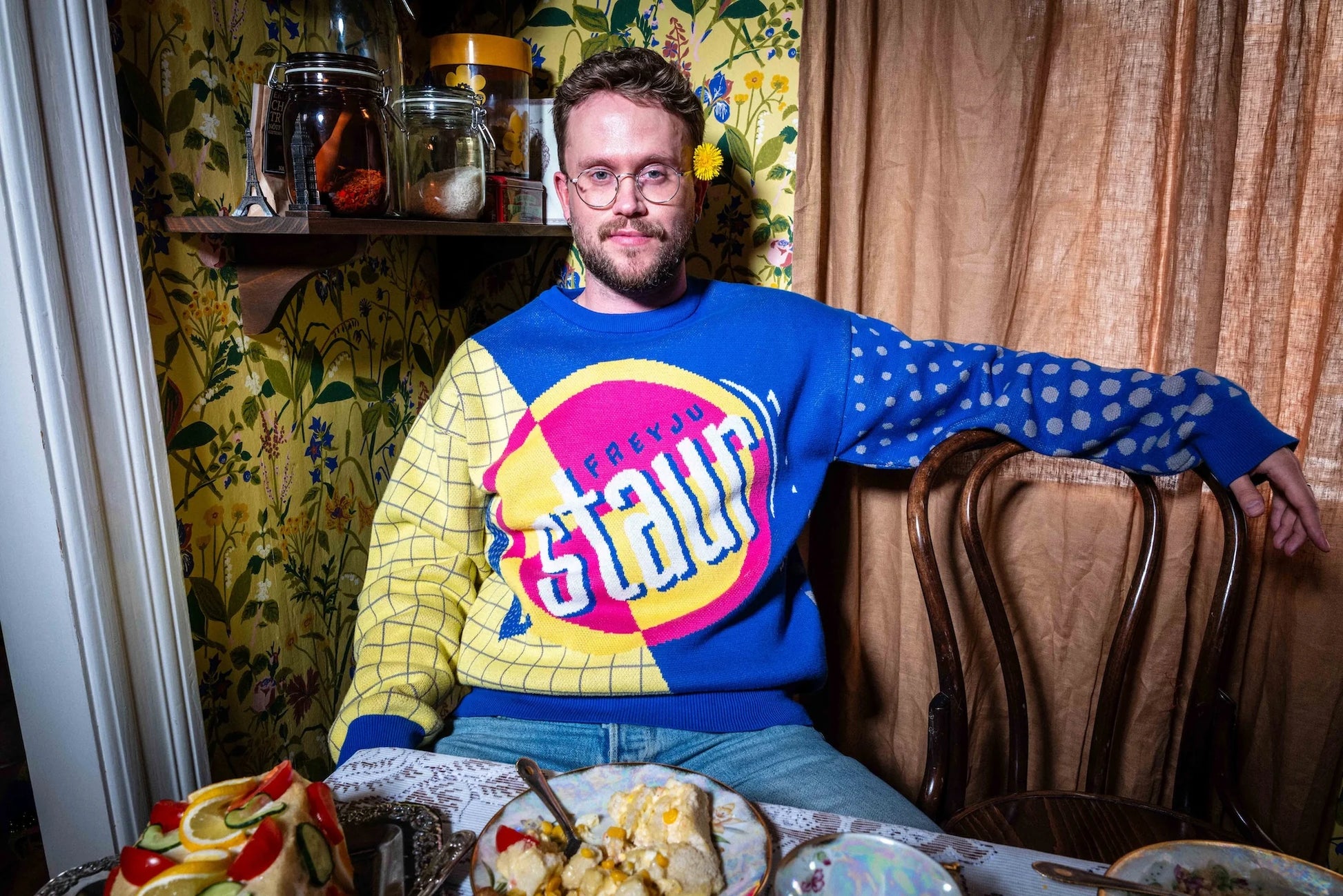 Staur Umbúðir peysa prjónuð